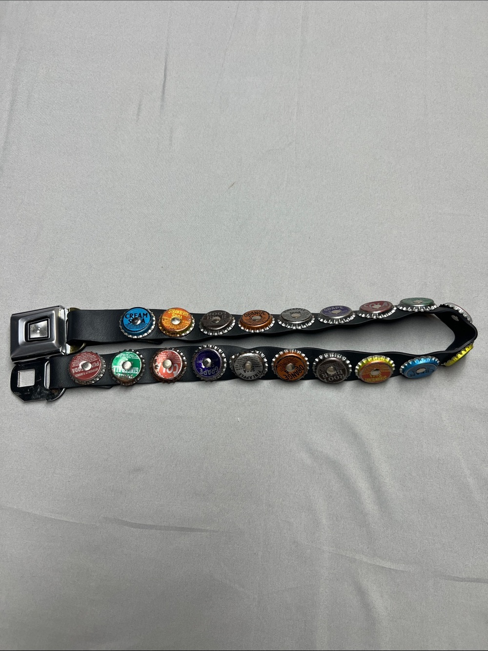 Black Leather Bottle Cap Stud Belt for Men